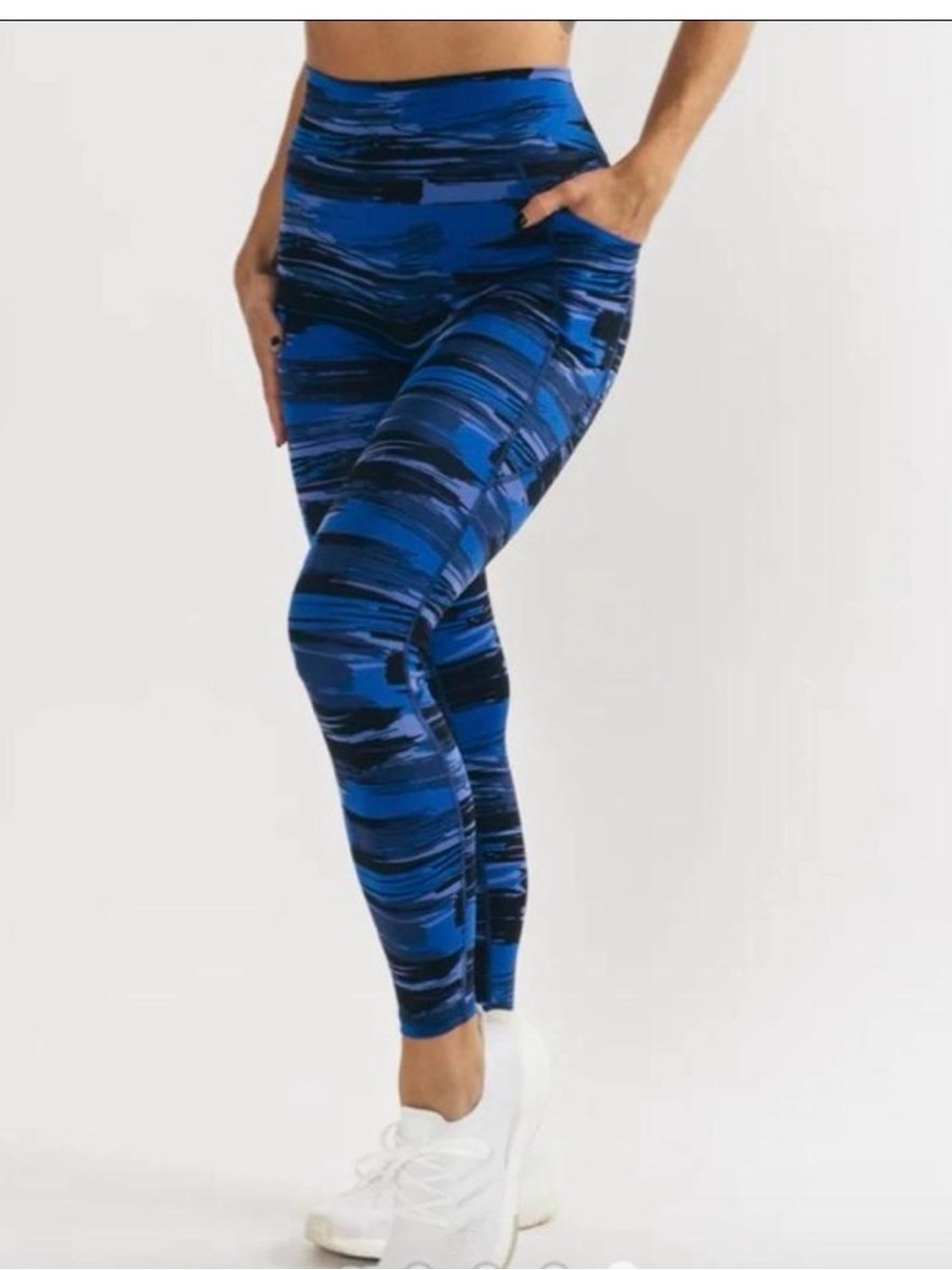 Alphalete Surface Pocket Electric Blue Camo High-Waist Leggings